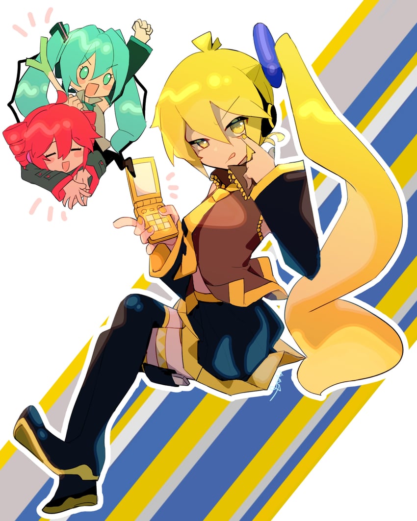 hatsune miku, kasane teto, and akita neru (vocaloid and 2 more) drawn by torino_sasami