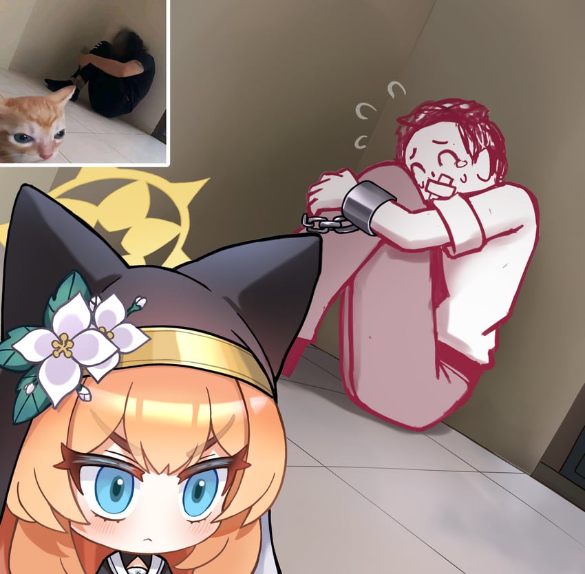 sensei, doodle sensei, and mari (blue archive) drawn by th3cr0ma