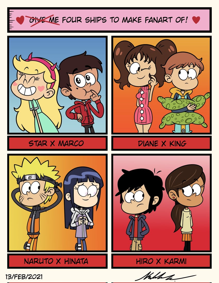 uzumaki naruto, hyuuga hinata, diane, star butterfly, king, and 3 more (naruto and 4 more) drawn by kyloroud95