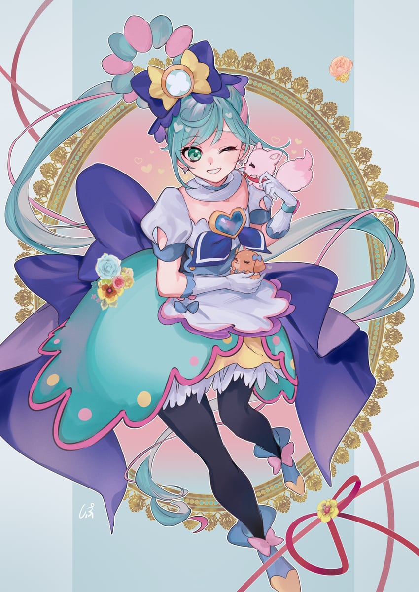 fuwa kokone, kome-kome, pam-pam, and cure spicy (precure and 1 more) drawn by shipu_(gassyumaron)