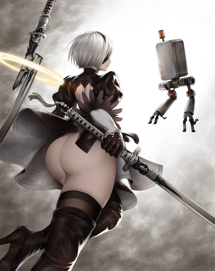 2b and pod (nier and 1 more) drawn by kurone_rinka