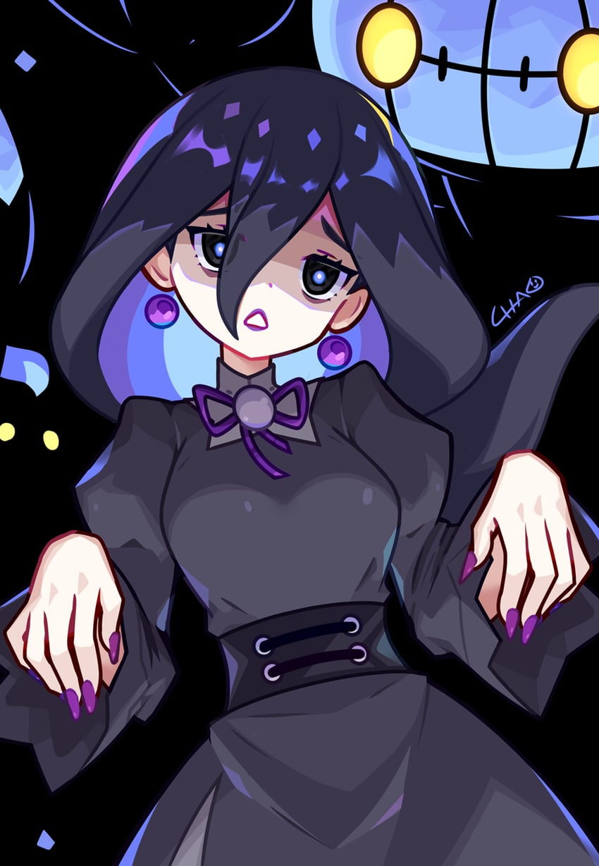 hex maniac and chandelure (pokemon and 1 more) drawn by chaoschao