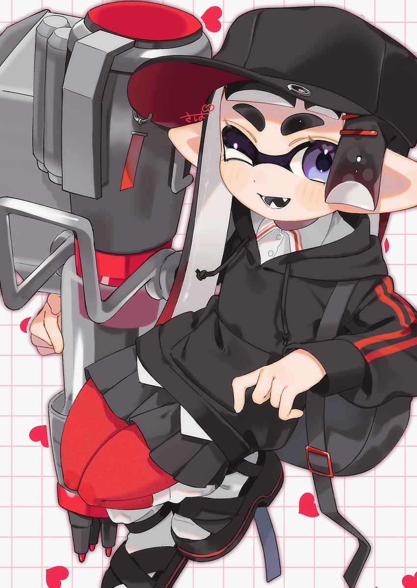 inkling player character and inkling girl (splatoon) drawn by sabata_saba