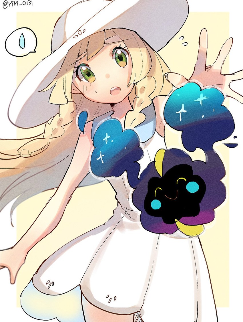 lillie and cosmog (pokemon and 1 more) drawn by ririmon