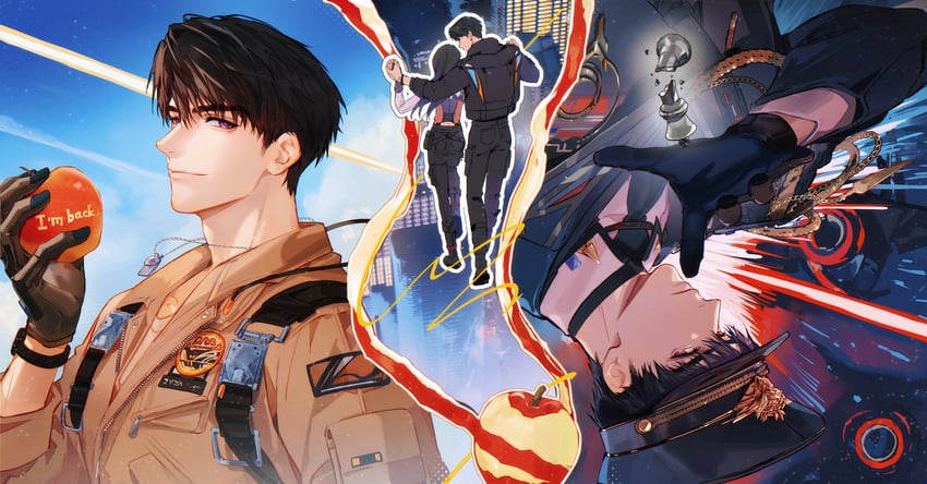 protagonist and caleb (love and deepspace) drawn by bubing