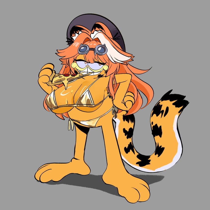 raora panthera and garfield (hololive and 2 more) drawn by peagade