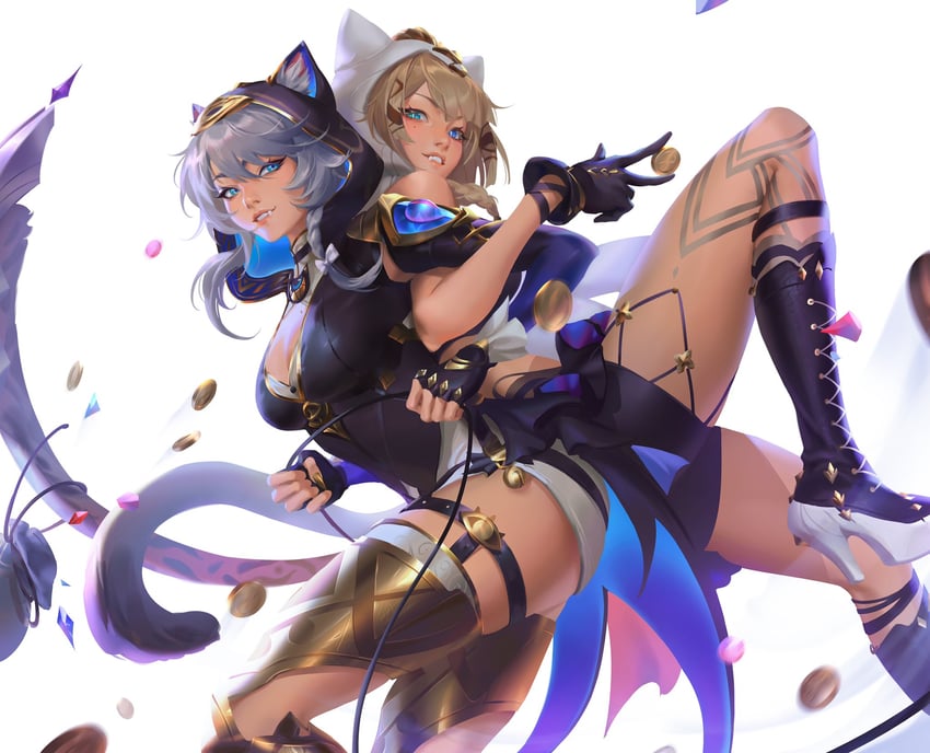 cipher and pardofelis (honkai and 3 more) drawn by aina_(mayexplode)