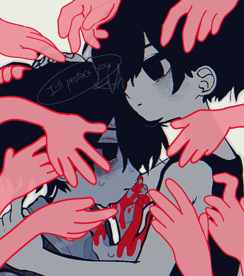 sunny and omori (omori) drawn by kobanzame_omo