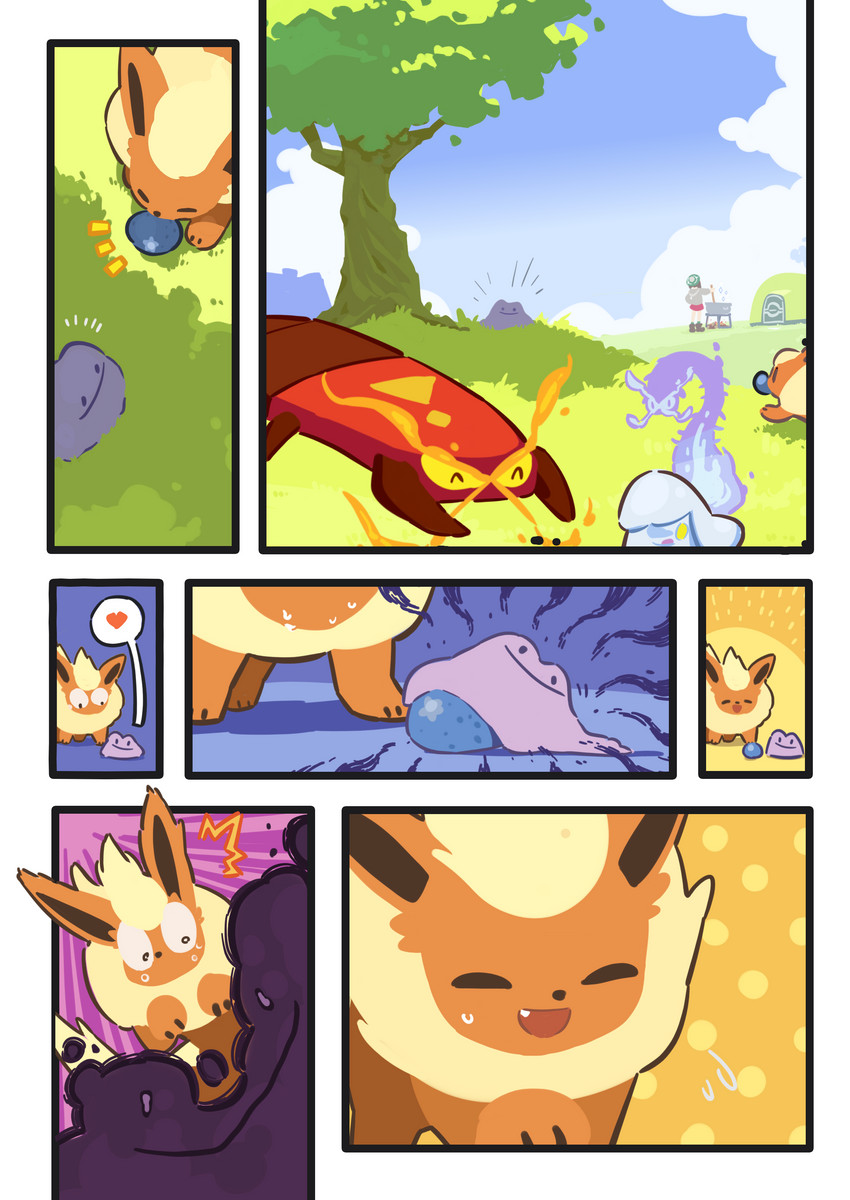 gloria, flareon, litwick, ditto, and centiskorch (pokemon and 1 more) drawn by hc2002