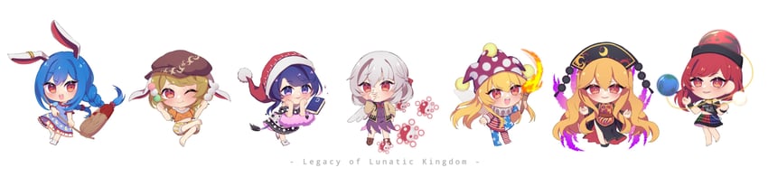 clownpiece, junko, hecatia lapislazuli, kishin sagume, doremy sweet, and 2 more (touhou and 1 more) drawn by sakikagami