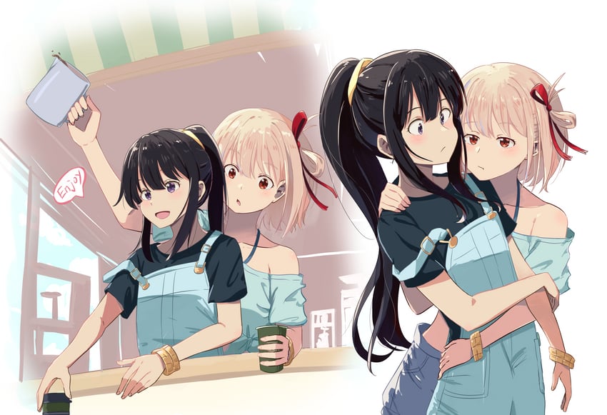 nishikigi chisato and inoue takina (lycoris recoil) drawn by chai_haru