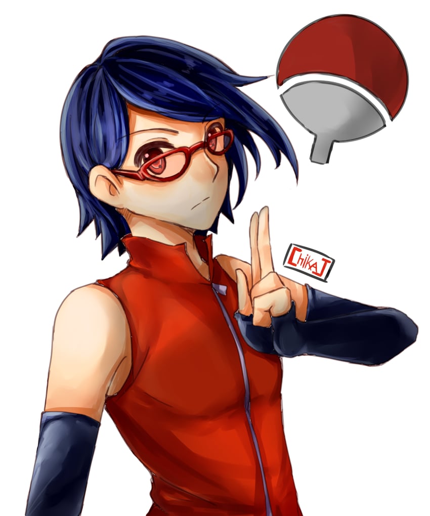 uchiha sarada (naruto and 1 more) drawn by chikajigoku