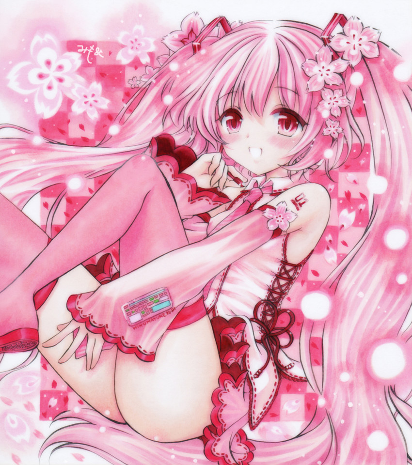 hatsune miku and sakura miku (vocaloid) drawn by mimoto_toiimasu