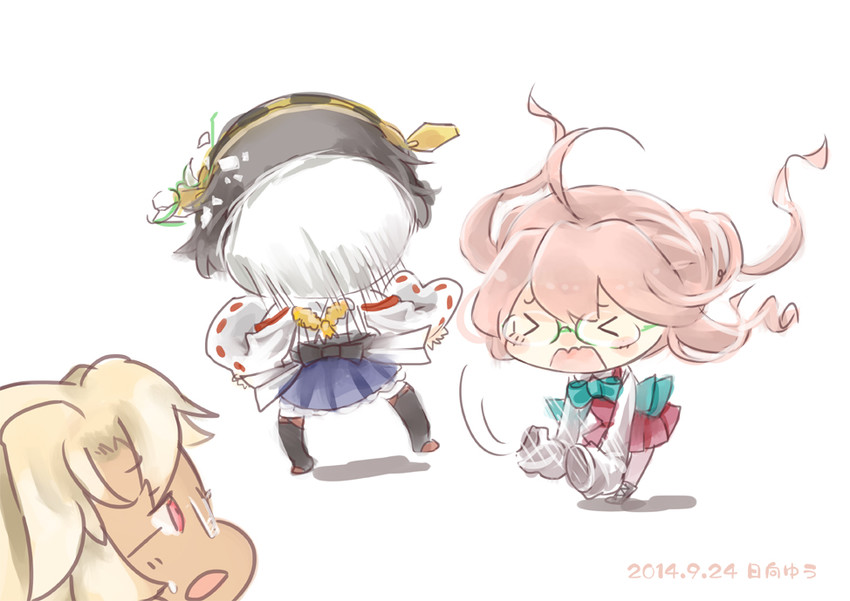 musashi, kirishima, and makigumo (kantai collection) drawn by hinata_yuu