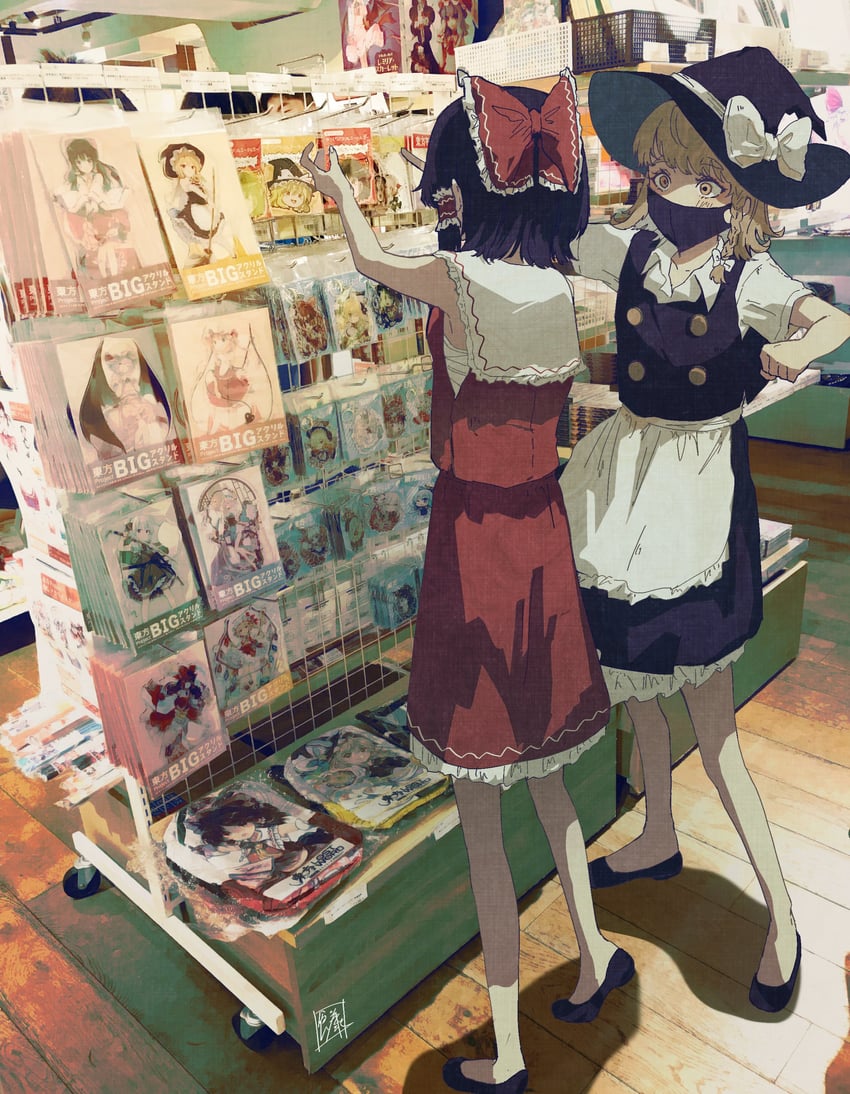 hakurei reimu, kirisame marisa, remilia scarlet, flandre scarlet, izayoi sakuya, and 6 more (touhou and 1 more) drawn by sokura_(mochichitose)