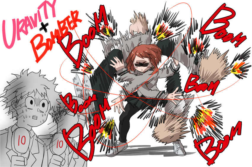 midoriya izuku, uraraka ochaco, bakugou katsuki, and iida tenya (boku no hero academia) drawn by silver_(silverstar)