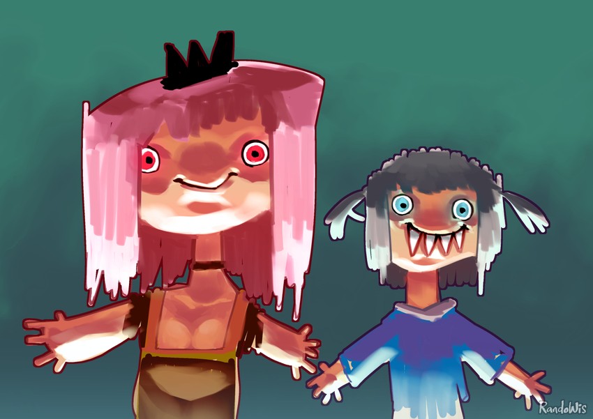 gawr gura and mori calliope (hololive and 1 more) drawn by randowis
