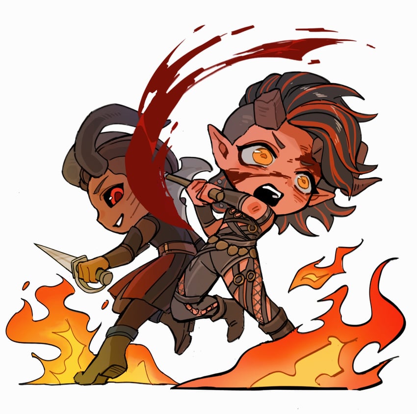 karlach and wyll (dungeons & dragons and 2 more) drawn by yy20251111