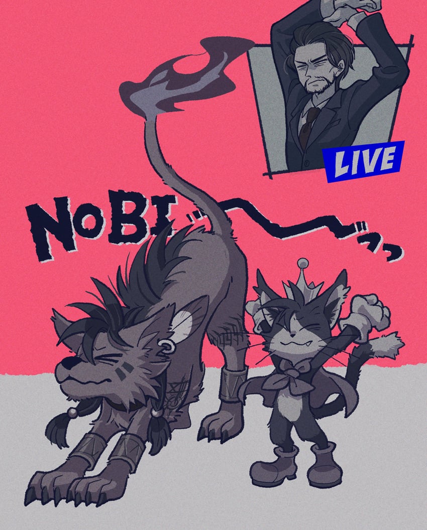 red xiii, cait sith, and reeve tuesti (final fantasy and 3 more) drawn by coffinsmokes