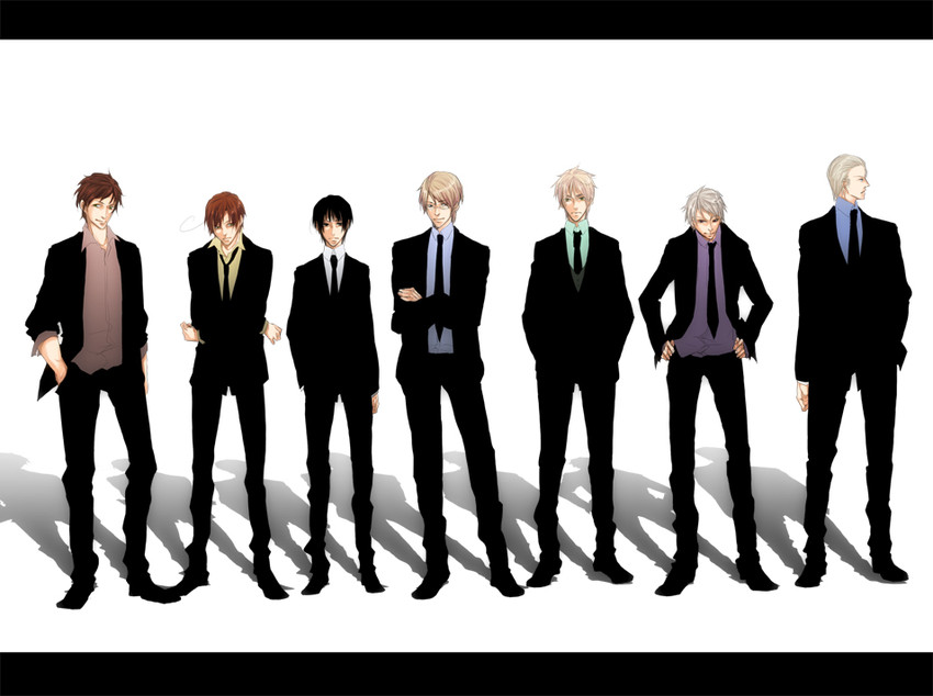 america, united kingdom, japan, prussia, northern italy, and 3 more (axis powers hetalia and 2 more) drawn by lieben