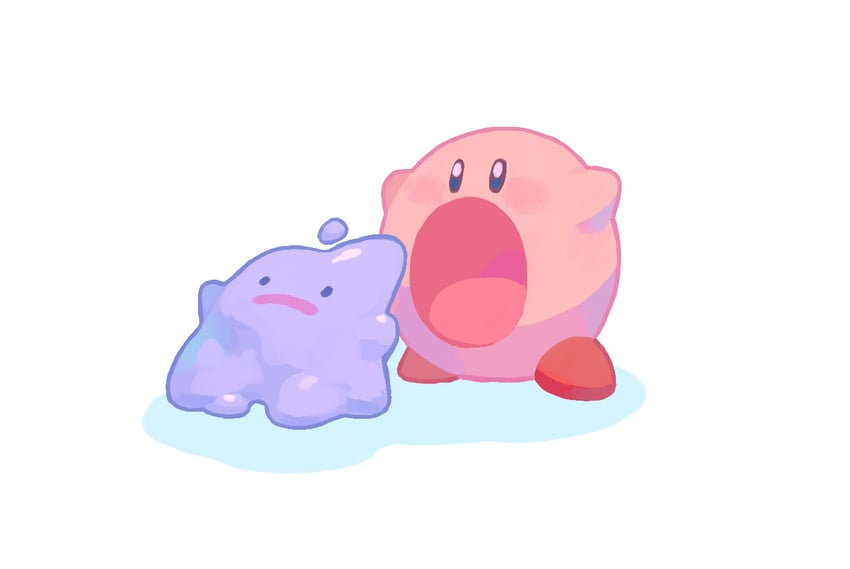 kirby and ditto (pokemon and 1 more) drawn by saino_misaki