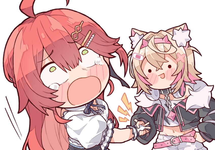 sakura miko and mococo abyssgard (hololive and 1 more) drawn by kukie-nyan