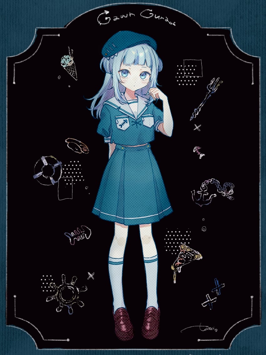 gawr gura (hololive and 1 more) drawn by tama_(odi_san_fairy)