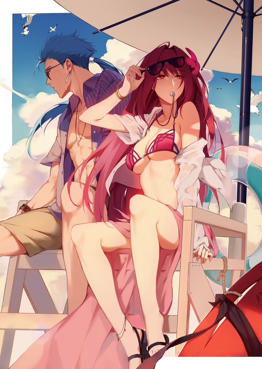 scathach and cu chulainn (fate and 1 more) drawn by reroi