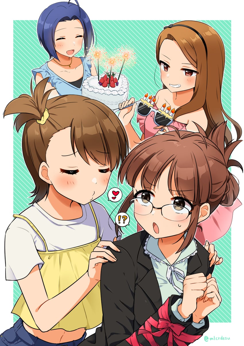 minase iori, miura azusa, akizuki ritsuko, and futami ami (idolmaster and 3 more) drawn by merukyara