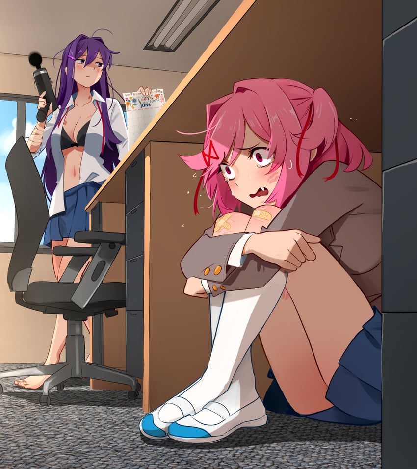 natsuki and yuri (doki doki literature club) drawn by khyle.