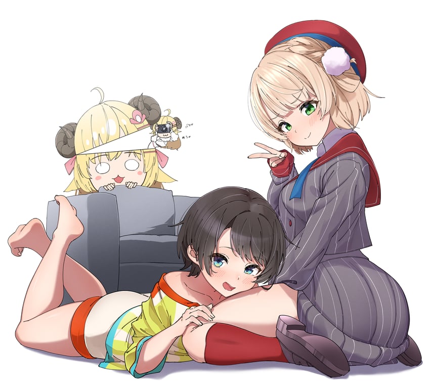 oozora subaru, tsunomaki watame, and shigure ui (hololive and 2 more) drawn by eru_(l_illust45)