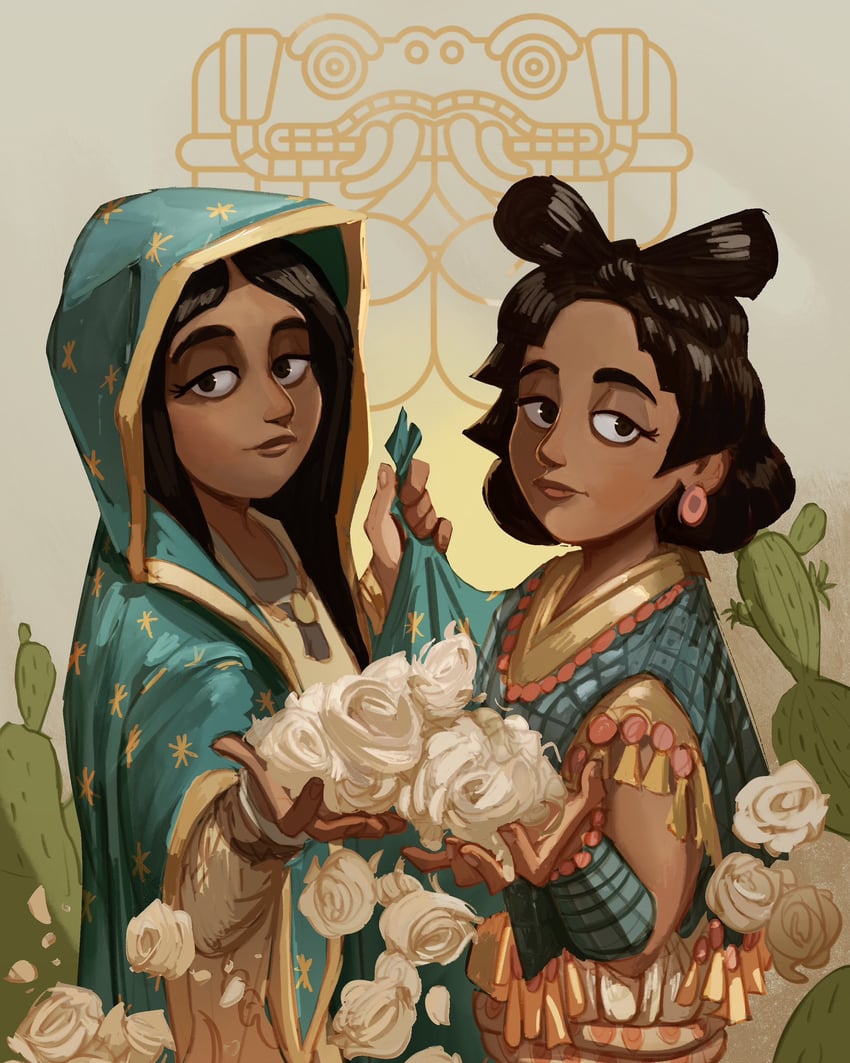 virgin mary and coatlicue (the bible and 2 more) drawn by the_awesombrosos