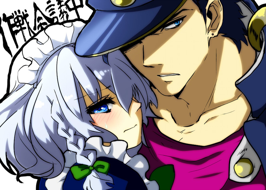 izayoi sakuya and kujo jotaro (touhou and 2 more) drawn by honchu