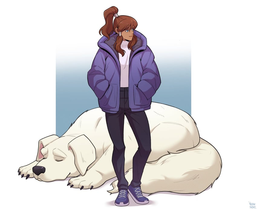 korra and naga (avatar legends and 1 more) drawn by yellow_nicky