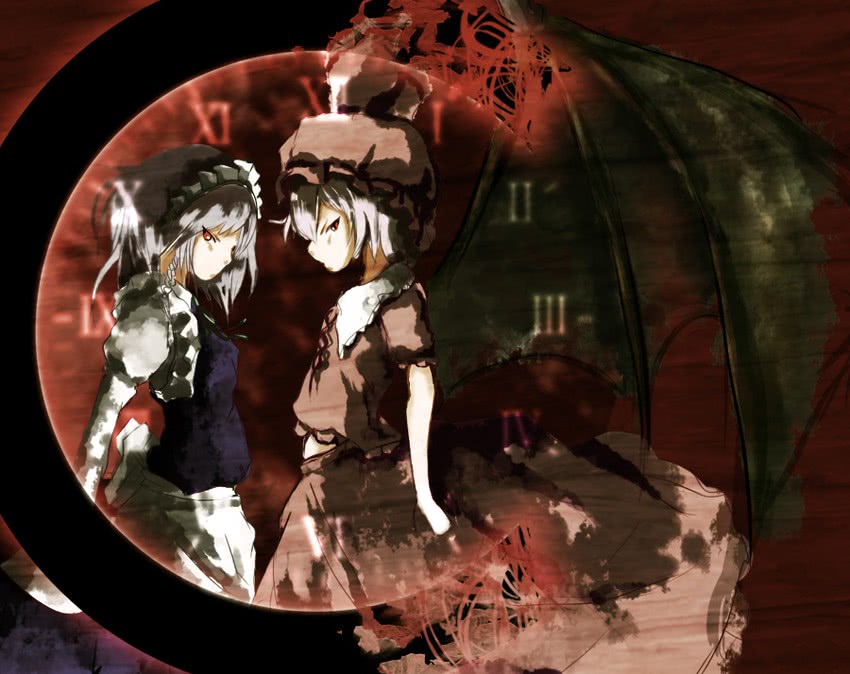 remilia scarlet and izayoi sakuya (touhou) drawn by yae_(mono110)