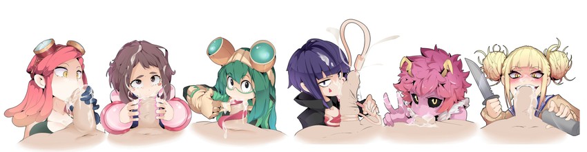 uraraka ochaco, toga himiko, asui tsuyu, ashido mina, jiro kyoka, and 1 more (boku no hero academia) drawn by hot_vr