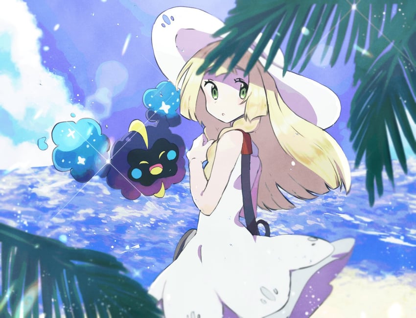 lillie and cosmog (pokemon and 1 more) drawn by donguri_big