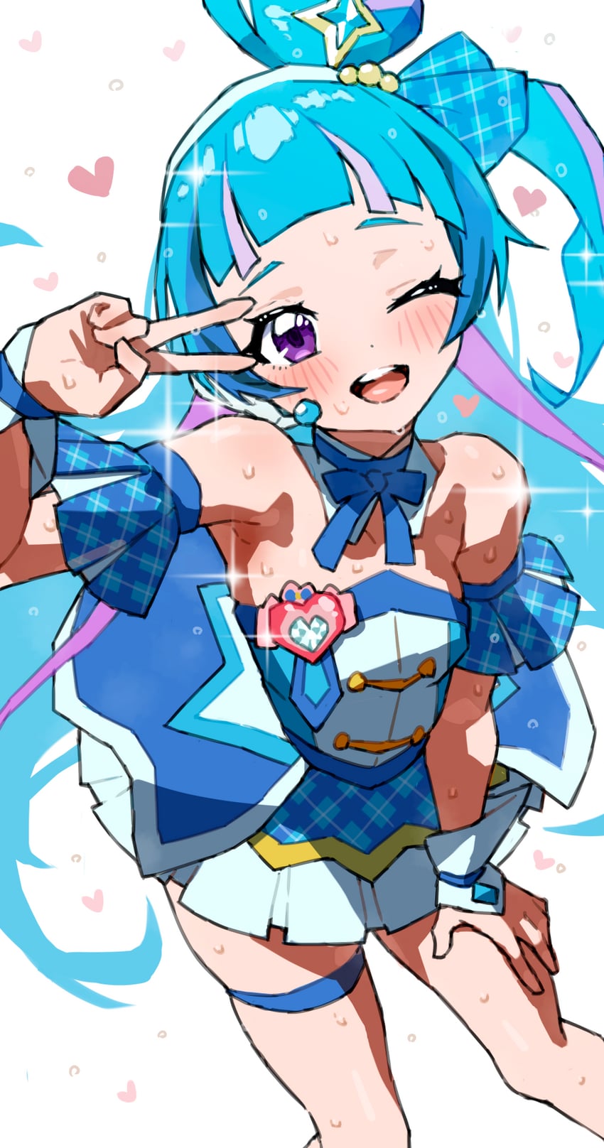 aokaze nana and cure wink (precure and 1 more) drawn by mo_(boo1719501boo)