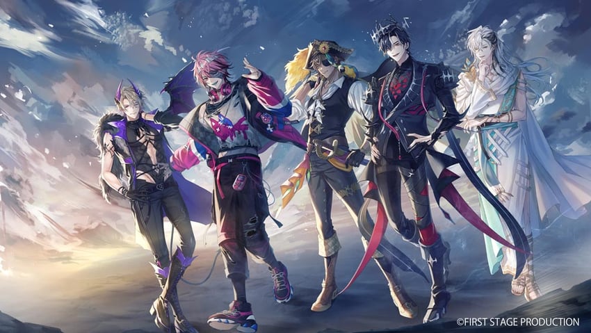 lucien lunaris, rosco graves, cassian floros, zander netherbrand, and gale galleon (first stage production) drawn by kanato01