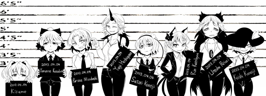 komeiji koishi, komeiji satori, kaenbyou rin, reiuji utsuho, mizuhashi parsee, and 3 more (touhou and 1 more) drawn by kinokodake