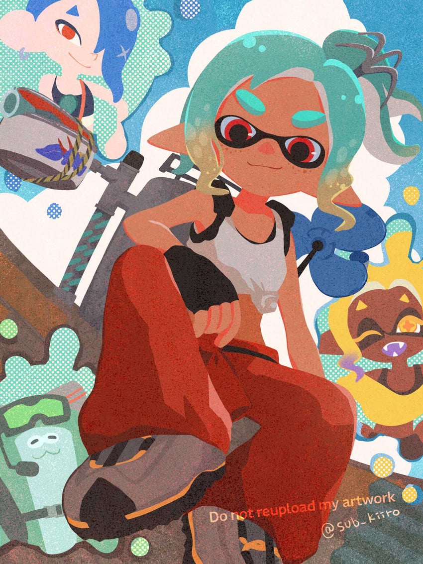 shiver, frye, big man, and mechanic (splatoon and 1 more) drawn by sub_kiiro