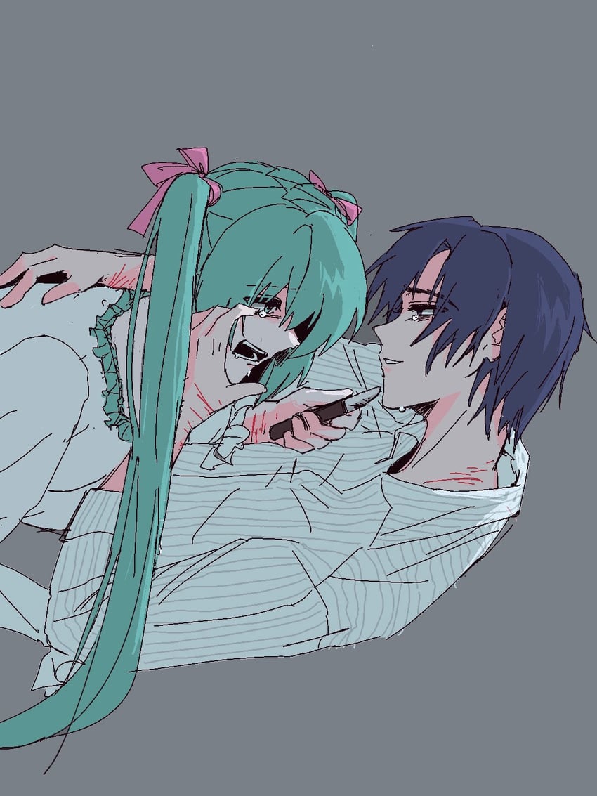 hatsune miku, kaito, eve moonlit, and adam moonlit (vocaloid and 4 more) drawn by motou_withcream