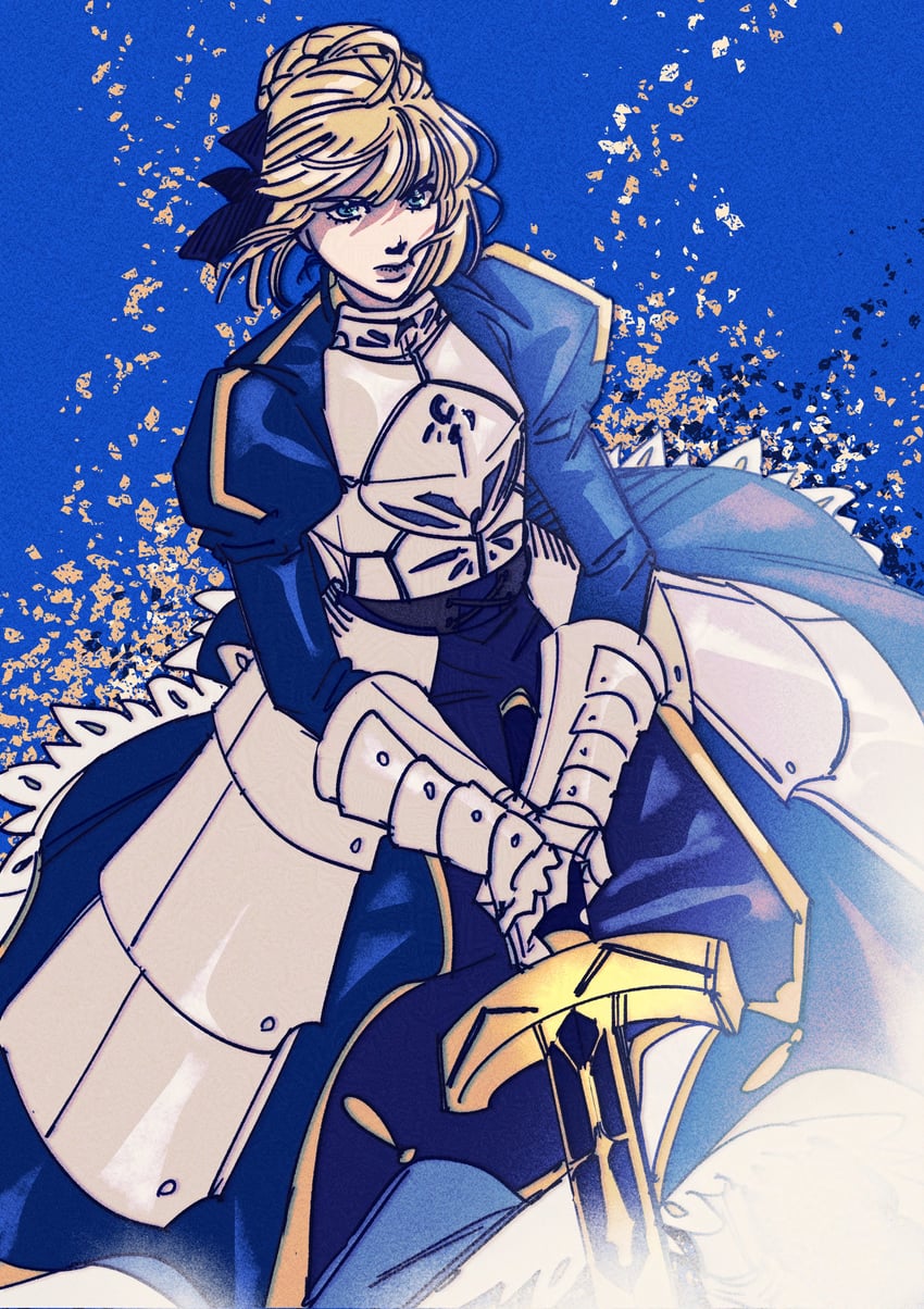 artoria pendragon and saber (fate and 1 more) drawn by danggo99