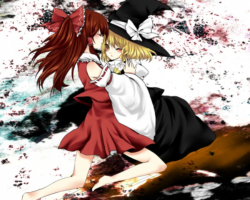 hakurei reimu and kirisame marisa (touhou) drawn by rimu_(kingyo_origin)