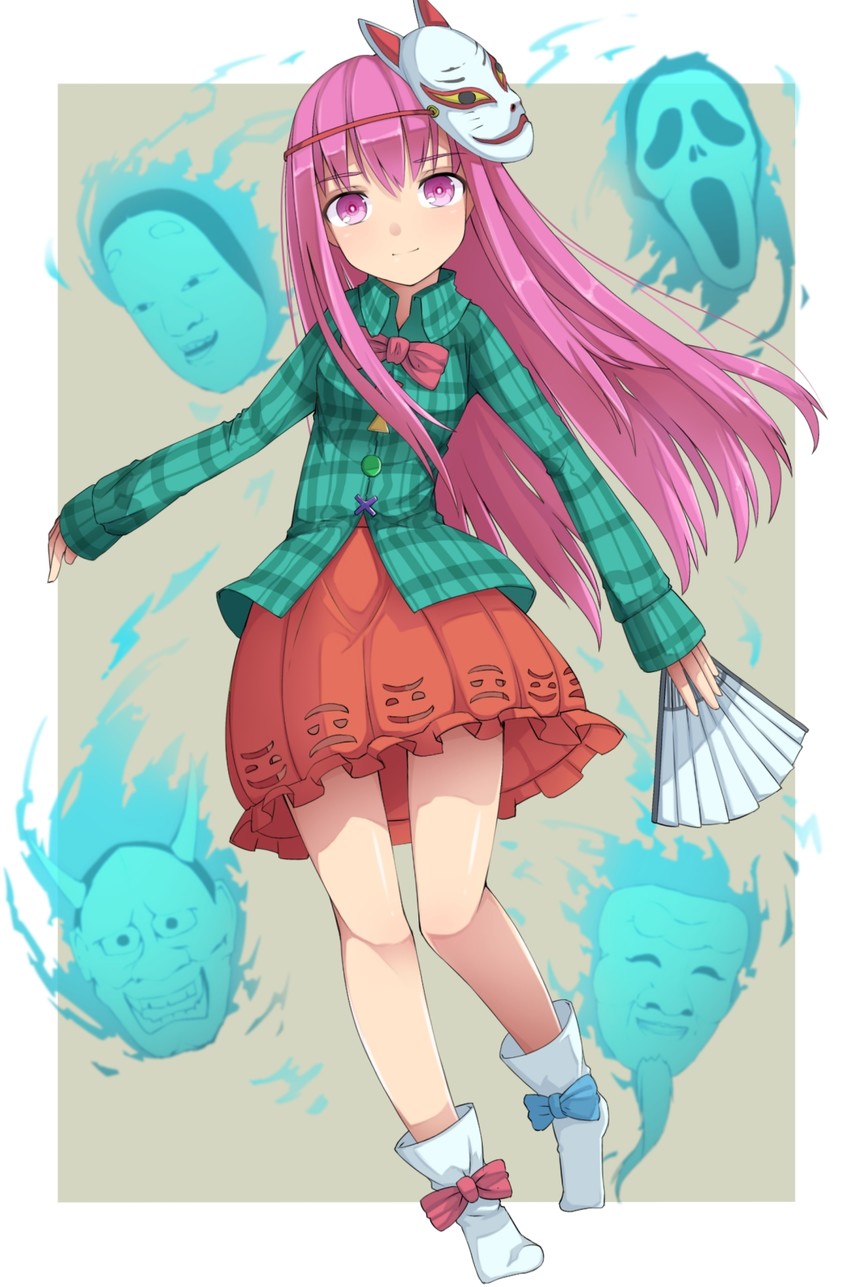 hata no kokoro and ghostface (touhou and 1 more) drawn by uumaru