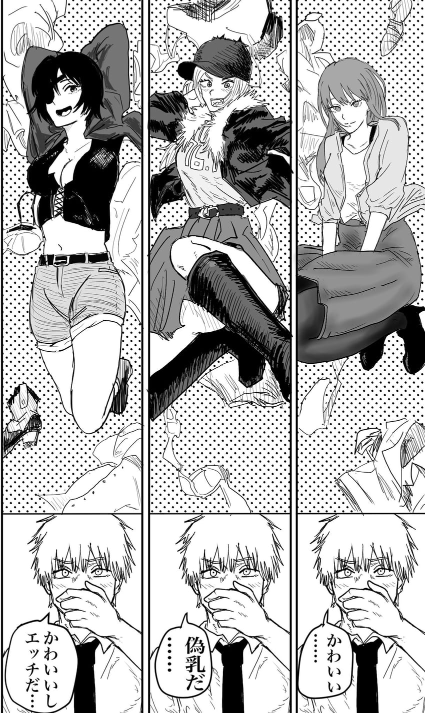 makima, power, denji, and himeno (chainsaw man) drawn by hacchi_(999gayuku)