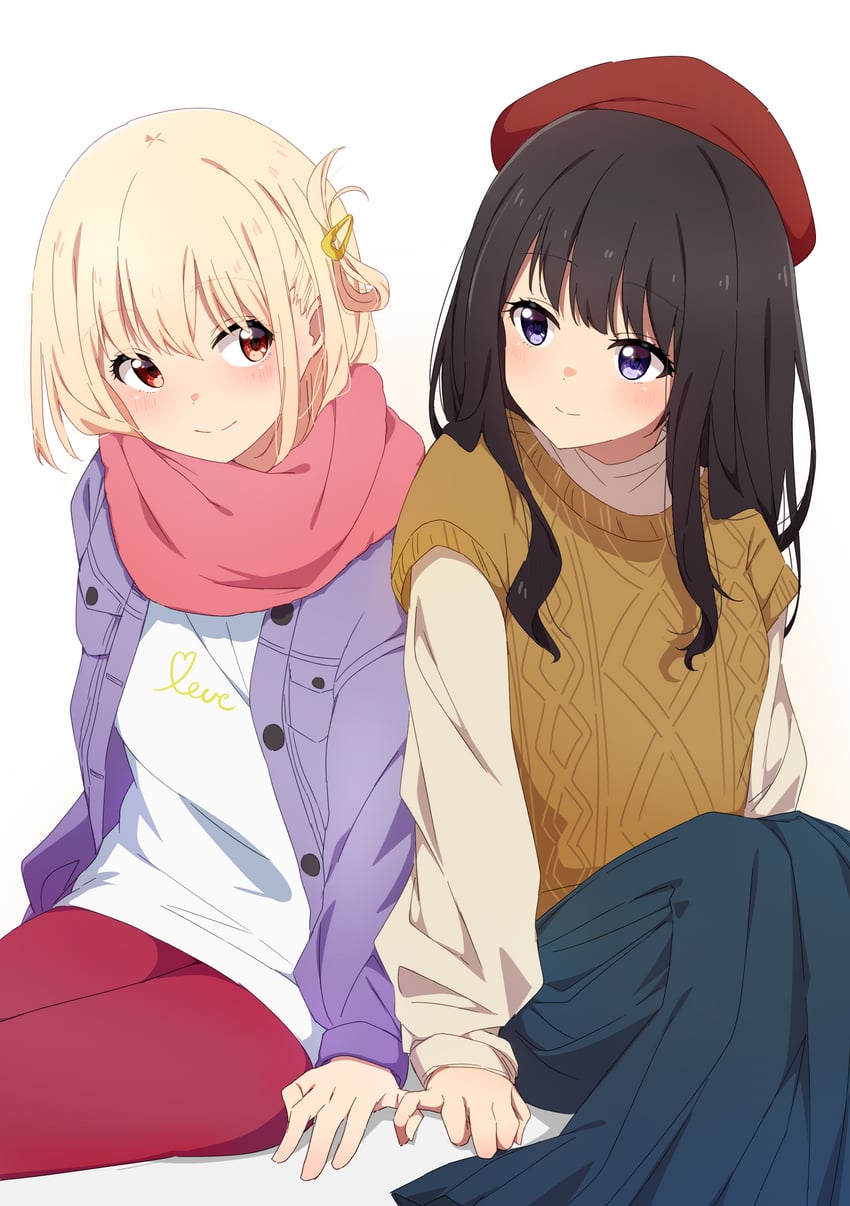 nishikigi chisato and inoue takina (lycoris recoil) drawn by reikakrzk
