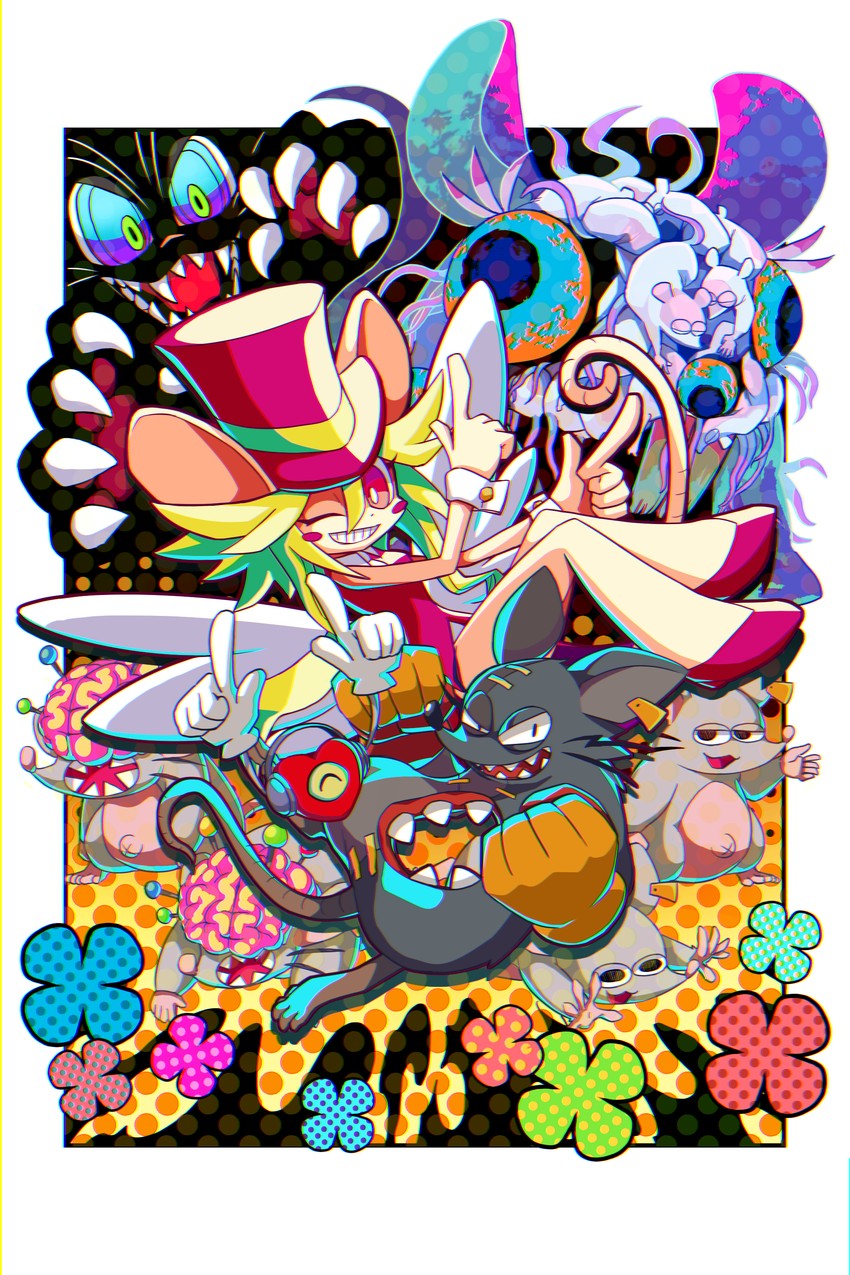 rat god, mad rat, heart, mob rat, black fear, and 1 more (mad rat dead) drawn by hakuginnosora