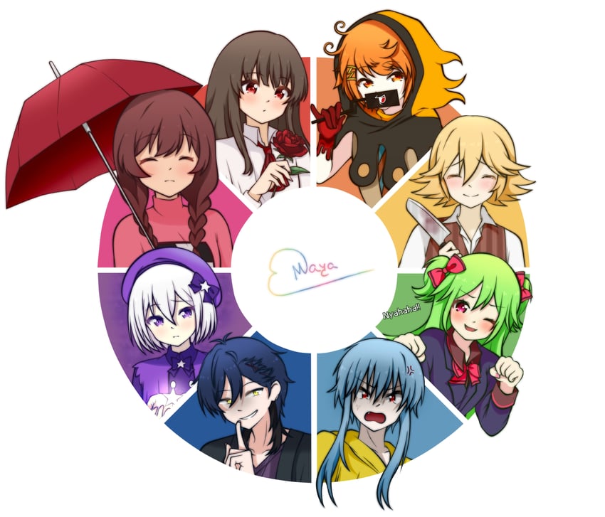 madotsuki, ib, russell seager, ushirono fuyu, miminashi yoshikazu, and 3 more (yume nikki and 7 more) drawn by maya_ooue