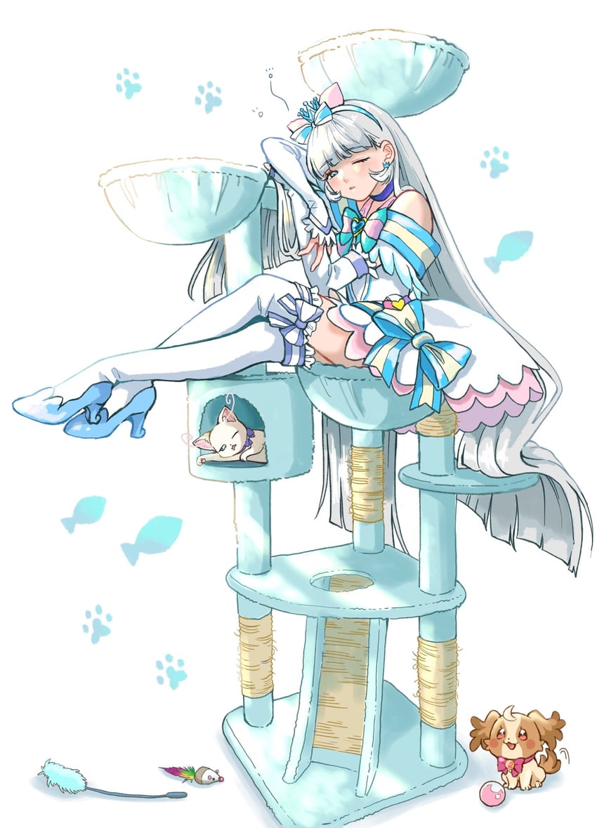 nekoyashiki yuki, inukai komugi, and cure nyammy (precure and 1 more) drawn by aoki_murako